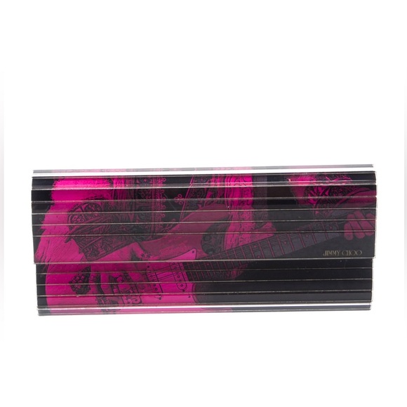 Jimmy Choo Handbags - Jimmy Choo Vibrant Pink and Black Graphic Clutch